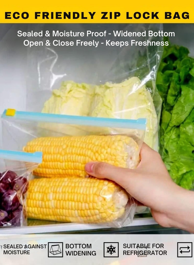 Horizon 30 Piece Reusable Food Storage Bags or Plastic bags with Cleanable Ziplock Bags for Kitchen Freezer - Includes 10 Small, 10 Medium, and 10 Large Zipper Bag - Image 2